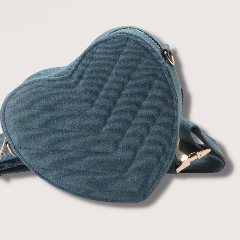 Heart-Shaped Blue denim Crossbody Bag